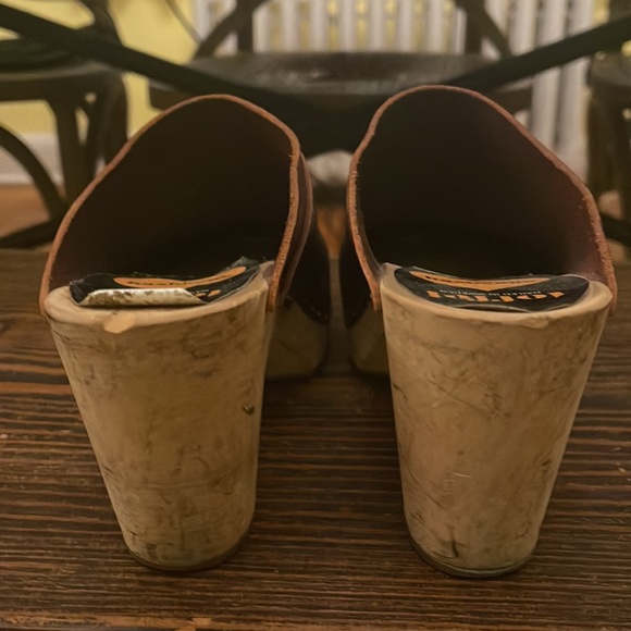 Swedish Hasbeens Toffel Mules Clogs Slip On Leather Heeled - Picture 5 of 7